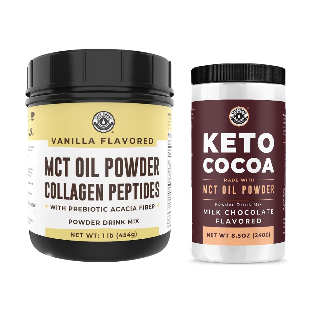 Left Coast Performance Keto MCT Oil Powder & Collagen + Keto Coco Drink Mix