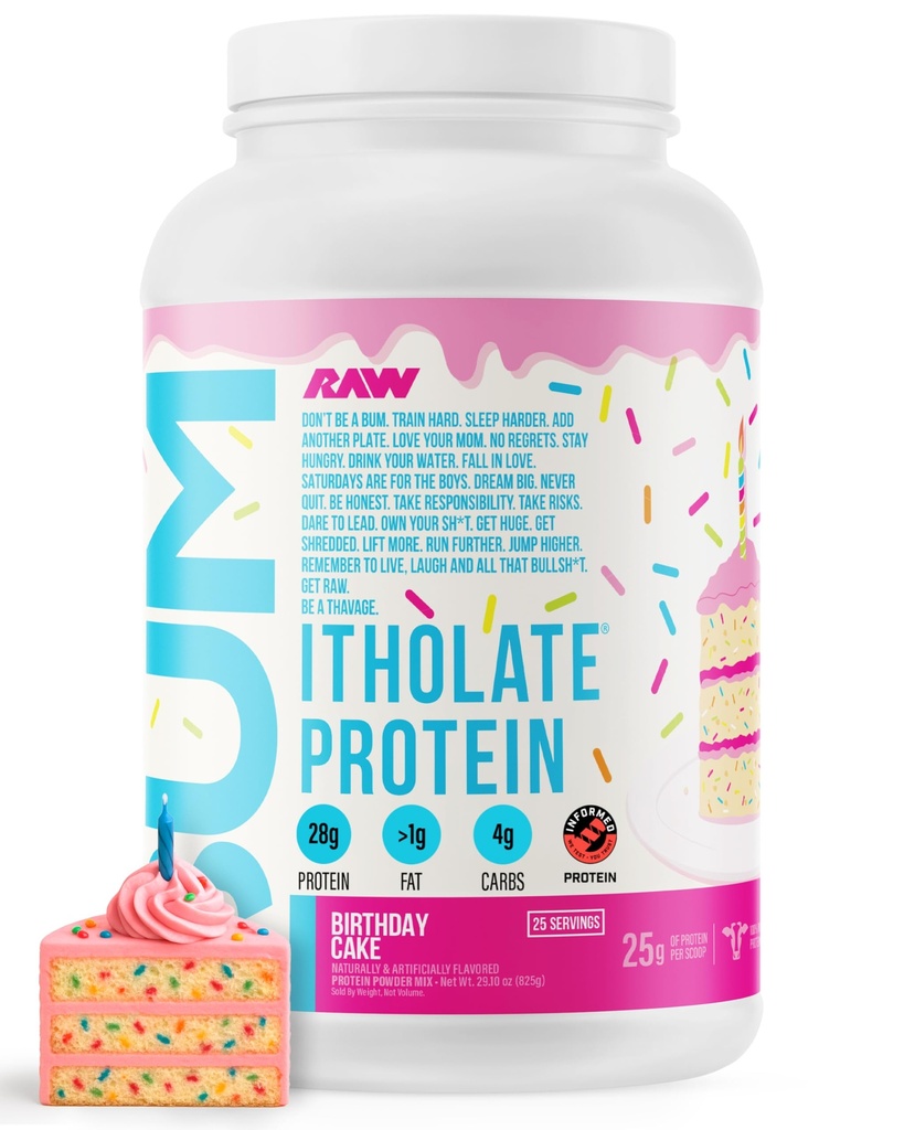 RAW Whey Isolate Protein Powder, Birthday Cake (CBUM Itholate Protein) - 100% Grass-Fed Sports Nutrition Powder για την ανάπτυξη των μυών & την αποκατάσταση - χαμηλής πυκνότητας, χαμηλή υδατάνθρακες - 25 εξυπηρετούν