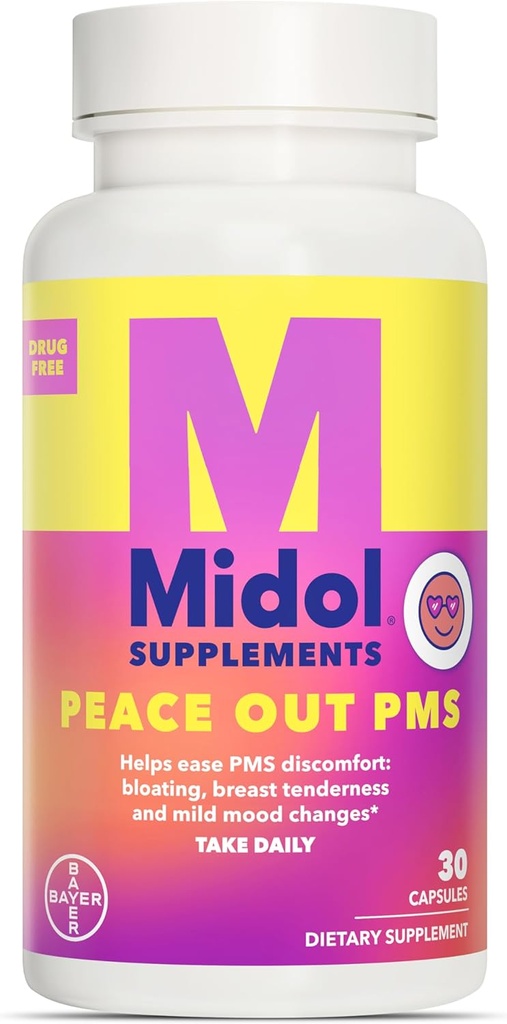MIDOL Συμπληρώνει PMS ειρήνης, συμπλήρωμα υποστήριξης PMS, Formated with Chasteberry to Help Ease Breast Τρυφερότητα & Ήπιες Αλλαγές Mood, Επίσης, με Ginger Powder & Valerian Extract, 30 Count