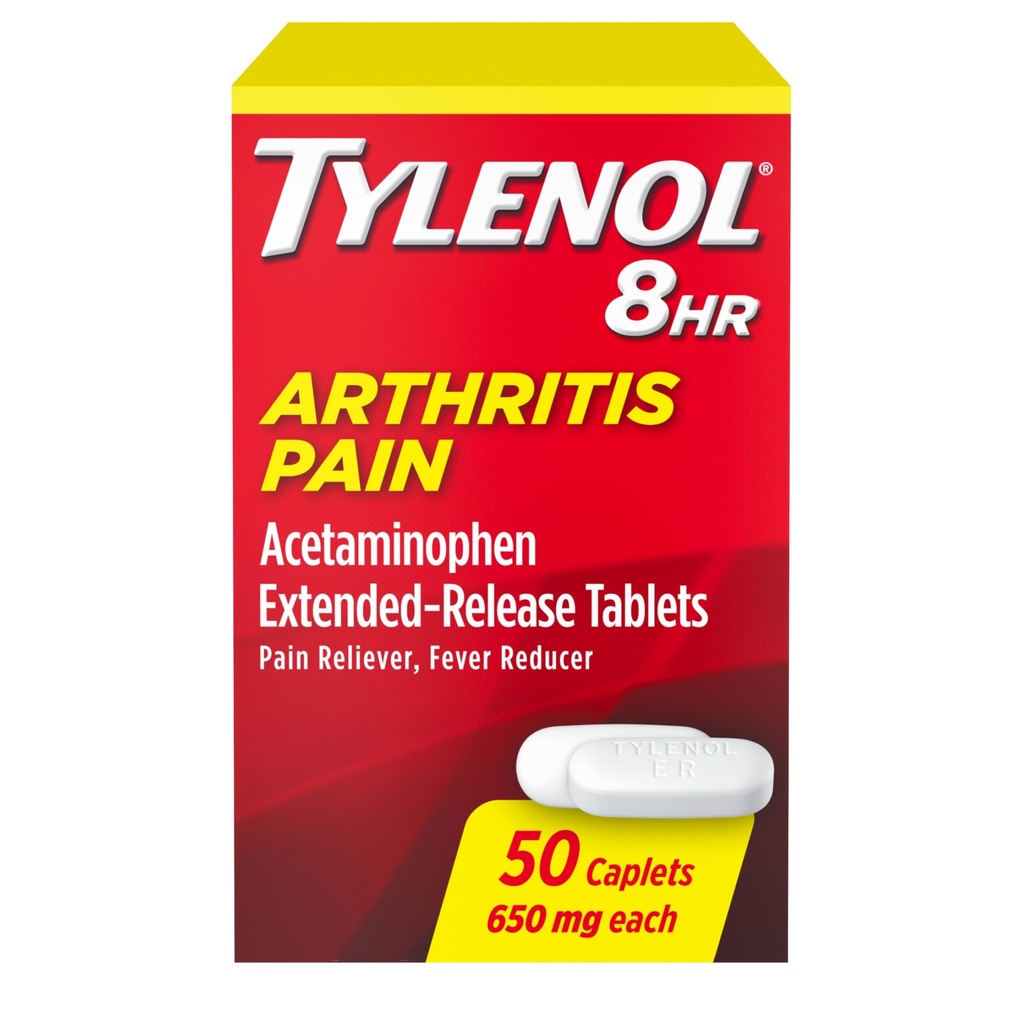 Tylenol 8 Ωριαία Αρθρίτιδα Ανακουφιστικό του πόνου Εκτεταμένα δισκία, 650 mg Acetaminophen, Joint Pain Reliever & Fever Reducer Medicine, στοματικός πόνος Reliever για Αρθρίτιδα & πόνο αρθρώσεων, 50 Count