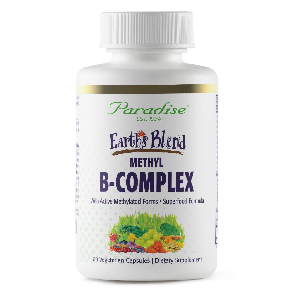 Paradise Herbs, Earth's Blend B-Complex, μεθυλιωμένο, Enzymatically Active Forms of B Vitamins + Superfoods, Υποστηρίζει την ενέργεια και την ασυλία, 60 κάψουλες