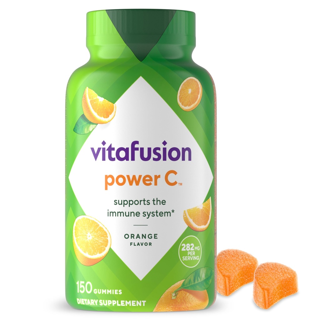 Vitafusion Power C Βιταμίνη C Gummies για ανοσοποιητική υποστήριξη, Πορτοκαλί Γεύση, 282 mg Βιταμίνη C, Αμερική Αριθμός 1 Gummy Vitamin Brand, 50 Ημέρα προσφοράς, 150 Count