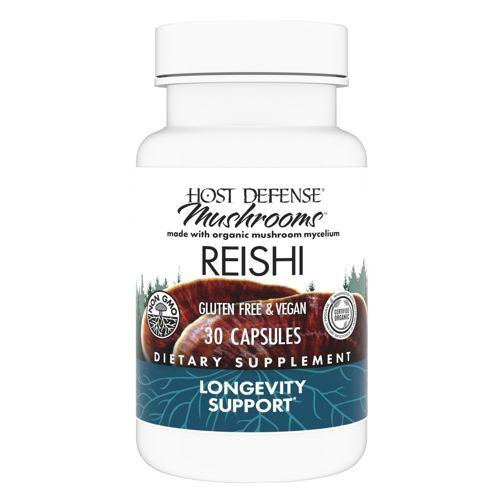 Host Defense Reishi Κάψουλες - Heart & Immune Health Support Supplement - Mushroom Supplement to Support Energy & Vitality - Reishi Supplement to Aid Συνολικά Well-Being - 30 Κάψουλες (15 Services)*