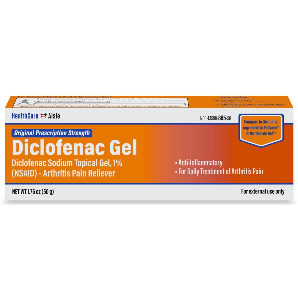 HealthCareAisle Diclofenac Gel, 1%, Αρθρίτιδα Ανακούφιση πόνου - σωλήνα 50 g - Αρχική δύναμη συνταγής (ΜΣΑΦ)