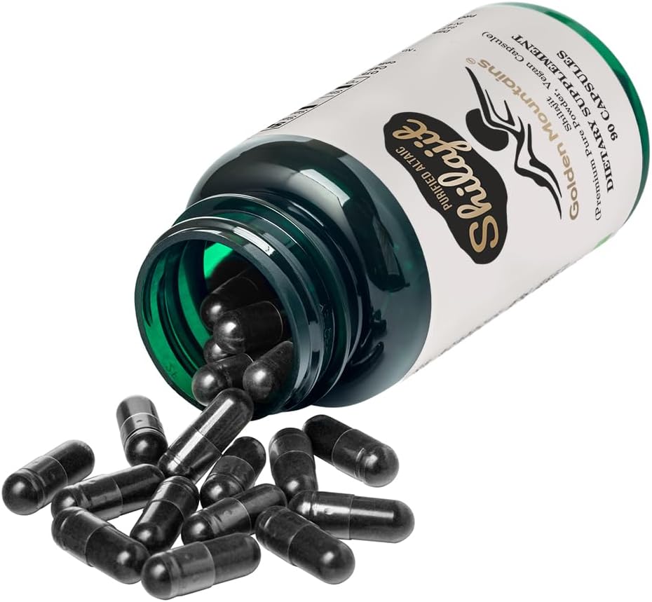 Χρυσά Όρη Shilajit Vegan Κάψουλα 500mg Pure Altai 90 Count Premium Trace Minerals