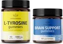 HERBAMAMA L-Tyrosine και Brain Support Kit - Δέσμη των 1000 mg L-Tyrosine & Brain Support Complex Gummies - Vegan, μη-GMO, Gelatin-Free - 2 Pack