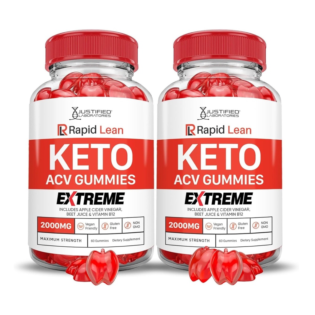 Justified Laboratories (2 Pack Rapid Lean Keto ACV Gummies Extreme 2000MG Rapid Lean Keto Gummies Apple Cider Vinegar Formated with Pomegranate Beet Buice Powder B12 Vegan Non GMO 120 Gummys