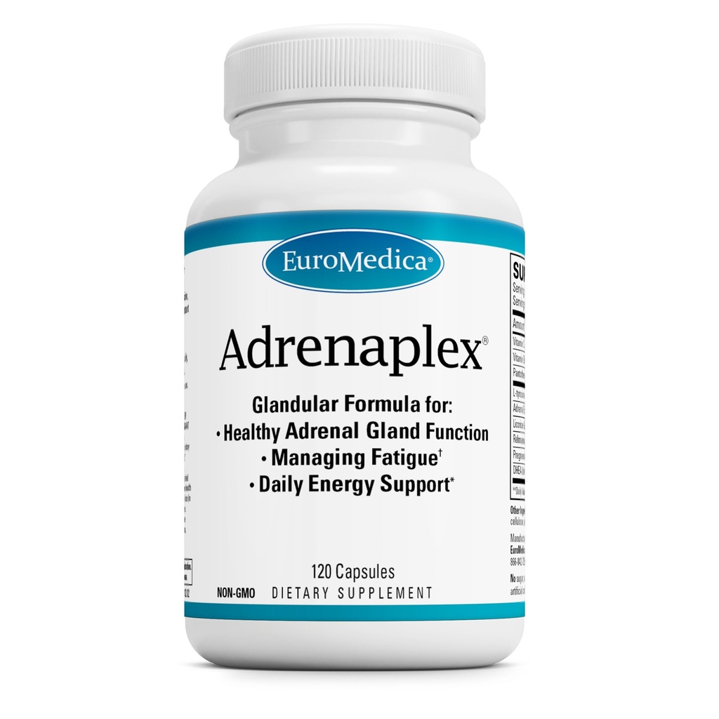 EuroMedica Adrenaplex - Adrenal Gland Function Supplement - Glandular Support Supplement with Vitamins C & B6 - Supports Healthy Adrenal Function - Keep Out of Reach of Children - 120 Capsules