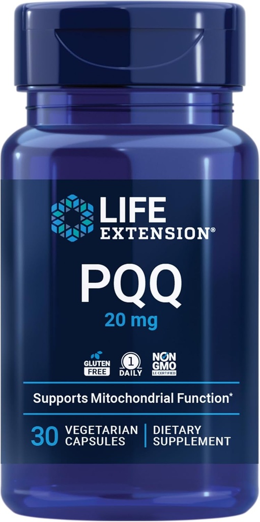 Life Extension PQQ, pyrroloquinoline Quinone, 20 mg, Promotes The Growth of New Mitochondria, Gluten-Free, Non-GMO, Vegetarian, 1 Daily, 30 Capsules