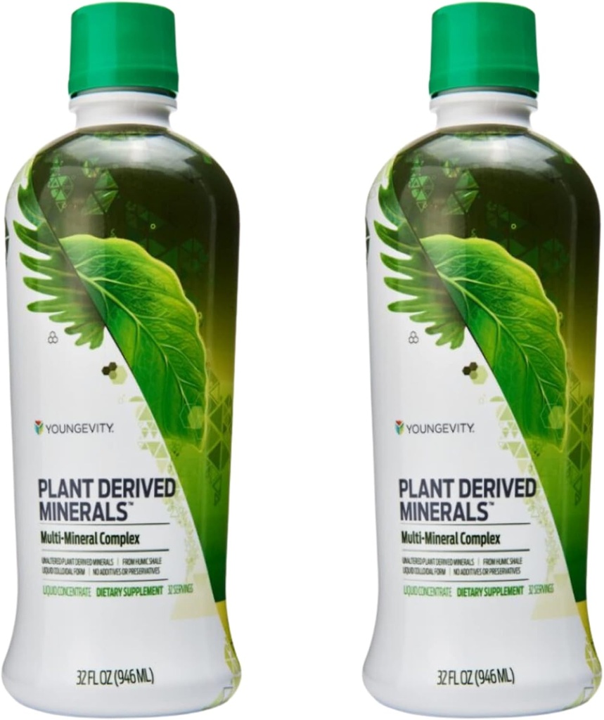 Φυτά Youngevity Derived Liquid Minerals - 77+ Natural Unaltered Trace Minerals - 19.000mg Plant Mineral Solids - Colloyal Form Humic Shale - (32 oz Pack of 2)
