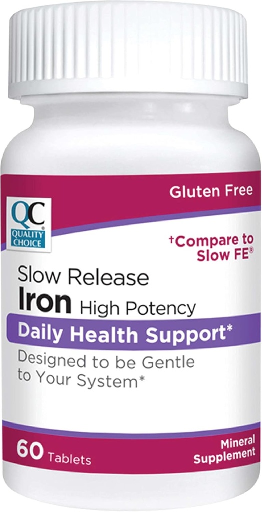 Quality Choice Iron High Potency Slow Release Tablets, 45mg, 60 Tabets Each (Pack of 4)