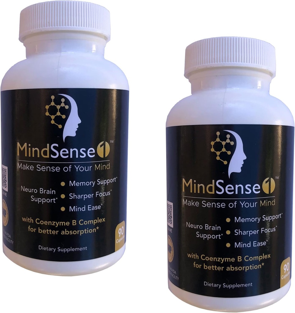 MindSense1, The Ultimate Nootropic Brain Support Supplement - All-Day Focus and Memory with no Simulants, Balanced Nutrition with Synergistic Herbs, Antioxidants and Minerals 180 Κάψουλες