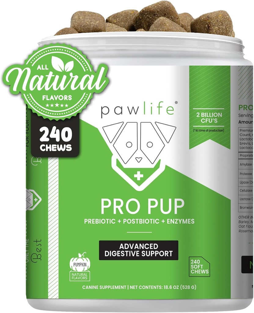 Probiotics for Dogs - Diarrhea Relief, υποστήριξη της υγείας των ούρων, δυσκοιλιότητα Relief, Digestive Health Support - Vet Προτεινόμενα προβιοτικά σκύλου - 240 μαλακά μάσημα που τα σκυλιά αγαπούν - κολοκύθα Γεύση