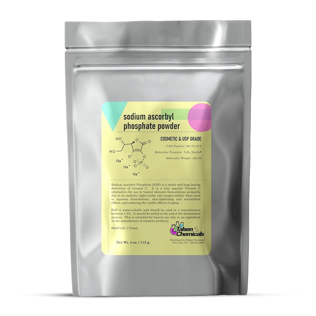 Φωσφορικό νάτριο SAP σκόνη – Σταθερή βιταμίνη C παράγωγο, Αντιοξειδωτικό για DIY φροντίδα του δέρματος (4 ουγγιά / 113g)