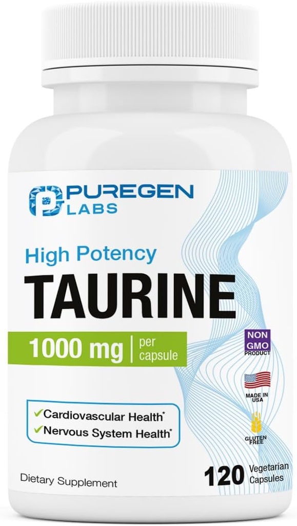 Puregen Labs Taurine 1000mg [Υψηλή ισχύς] 120 κάψουλες Veg 