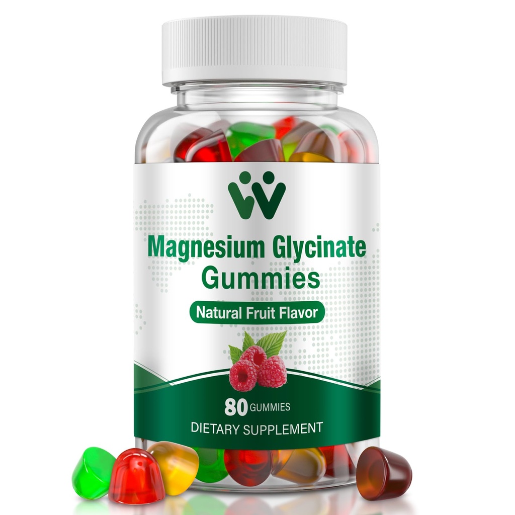 Magnesium Glycinate Gummies 400 Mg, Sugar-Free Magnesium Gummies for Kids and Adults with L-Threonate, Calcium & Vitamins B6+D3, 80 Count Magnesium Glycinate Gummy Mixed Fruit Flavors