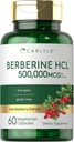Carlyle Berberine HCL Supplement | 500,000mcg | 60 Capsules | Vegetarian, Non-GMO, Gluten Free
