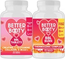 Angry Συμπληρώματα Καλύτερη Wooty Women's Createine BBL Combo: BBL Tablets (90ct) w. Creatine, Glutamine, BCAA's, Collagen + BBL Burn Θερμογενετικές Κάψουλες (120ct)