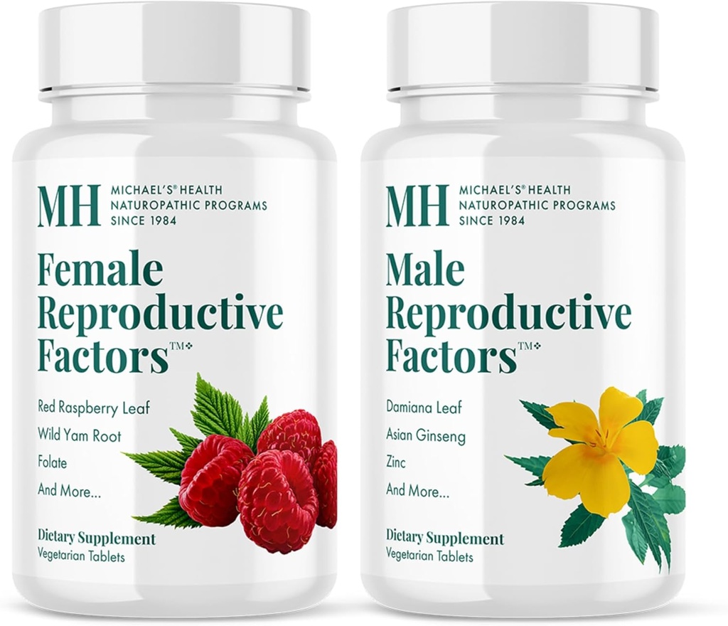 MICHAEL'S Health Naturopathic Programs Male & Female Reproductive Factors Couples' Pack - 60 Vegetarian Tablets Per Bottle - Nutrients for Conception Support - 20 Servings Per Bottle