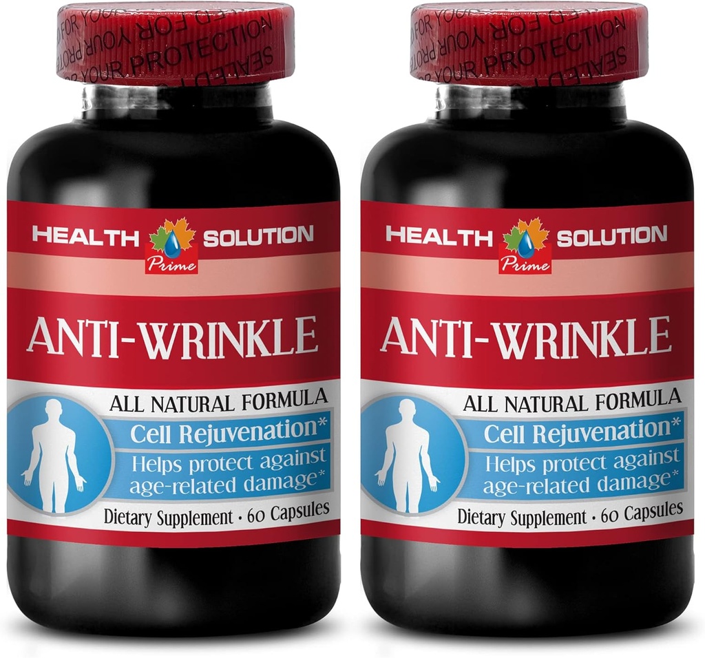 anti wrinkle capsules for face - ANTI-WRINKLE COMPLEX - Skin minerals, Anti-aging supplement, Vitamin E collagen, serum anti wrinkle, alpha lipoic acid, anti wrinkle pills for women, 2 Bot 120 Caps
