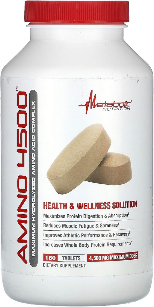 Metabolic Nutrition Amino 4500 Tablets Maximum Potency Hydrolyzed Amino Acid Complex 4500mg (180)