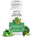 Matys Organic Picky Kids Green Blend, Veggie Powder Supplement, Picky Eater Vitamins for Kids 4 Χρόνια +, Superfoods φυτική σκόνη για γεύματα & smoothies με σπανάκι, Kale, Broccoli, 1.6 Ουγγιά