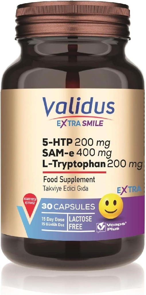 VALIDUS Extra Smile 5- HTTP 200 mg + L- Τρυπτοφάνη 200 mg + Sam- e 400 mg 30 κάψουλες (Vcaps Plus)