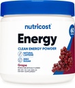 Nutricost Energy Drink Powder (Grape) (60 Σερβιτόρες) - Συμπλήρωμα προ προπόνησης με Φυσικές Γεύσεις - Μη ΓΤΟ, Χωρίς Γλουτένη