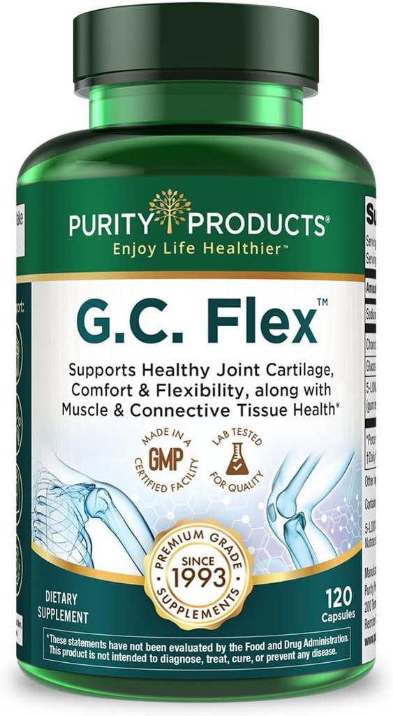 Προϊόντα καθαρότητας G.C. Flex (Glucosamine και Chondroitin Sulfate Super Formula) - Υποστηρίζει την κοινή + Cartilage υγεία + υγιείς μύες + συνδετικό ιστό - Προάγει την κοινή ευελιξία - 90 κάψουλες από