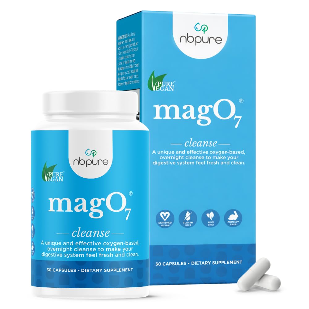 nbpure MagO7 - Natural Colon Cleanse & Detox - Περιστασιακή δυσκοιλιότητα ανακούφιση, Softing σκαμπό, & Bloating Υποστήριξη για άνδρες & γυναίκες - Οξείδιο του μαγνησίου Ozonated, 30 κάψουλες