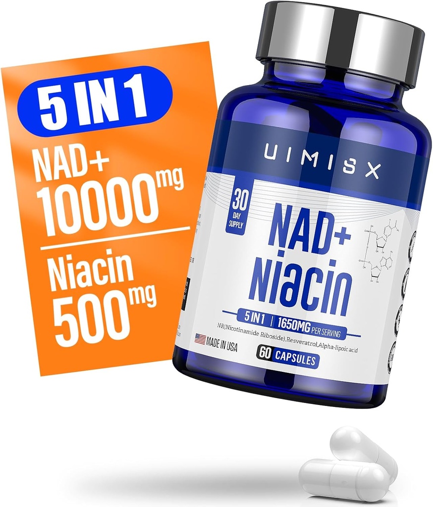 NAD+ συμπλήρωμα 1000mg & νιασίνη (Vitamin B3) 500mg, Nad Plus ενίσχυση συμπλήρωμα για τη γυναίκα και τον άνθρωπο, Νικοτιναμίδη Ριβοζίδιο (NR) Υποστηρίζει την καταπολέμηση της γήρανσης, την ενέργεια, τον εγκέφαλο, τους μυς, μη GMO, χωρίς γλουτένη,74