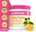BelliWelli Fiber συμπλήρωμα για γυναίκες & άνδρες – Premium Daily Fiber σκόνη από οργανική ακακία με προσθήκη κολλαγόνου, ηλεκτρολυτών & προβιοτικών – Δεν Bloat, δυσκοιλιότητα & υποστήριξη της υγείας των ούρων (Orange Yuzu)