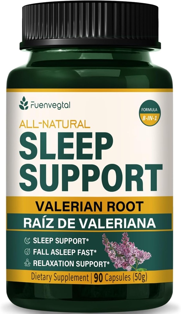 Valerian Root Extract Κάψουλες υποστήριξης ύπνου, συμπλήρωμα λουλουδιών πάθους για καλύτερο ύπνο, πτώση ύπνου γρήγορα & χαλάρωση. Pastillas de Valeriana y Pasiflora para Dormir Profundamente. (στα Αγγλικά). 90 Αριθμός