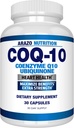 Arazo Nutrition CoQ10 Ubiquinone Coenzyme Q10-200mg Maximum Strength Nutritional Supplement - High Absorption Capsules with No Soy