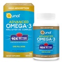 Qunol Advanced Omega 3 Krill and Fish Oil Complex, 10x Καλύτερη βιοδιαθεσιμότητα, Μια δόση Χάπια, 250mg EPA & DHA, Υποστηρίζει τον εγκέφαλο, τα μάτια, την καρδιά και κοινή υγεία, 90 Count (πακέτο του 1)