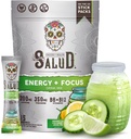 Salud 2-σε-1 Ενεργειακά Ποτά σε σκόνη + Focus, Αγγούρι Lime, Βιολογική καφεΐνη, B6 + B12, Θεανίνη, Καθαρή Ενέργεια Ποτό Πακέτο, Agua Fresca Mix, Μη-GMO, Χωρίς Γλουτένη, Vegan, 1g Ζάχαρη, (15 Μερίδες)