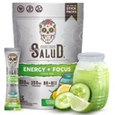 Salud 2-σε-1 Ενεργειακά Ποτά σε σκόνη + Focus, Αγγούρι Lime, Βιολογική καφεΐνη, B6 + B12, Θεανίνη, Καθαρή Ενέργεια Ποτό Πακέτο, Agua Fresca Mix, Μη-GMO, Χωρίς Γλουτένη, Vegan, 1g Ζάχαρη, (15 Μερίδες)