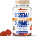 Sugar Free Eczema Treatment Gummies - USA Made - 50+ Vitamins & Probiotics for Clear, Hydrated Skin - Soothes Itching, Calms Redness & Boosts Skin Health (60 Gummies)