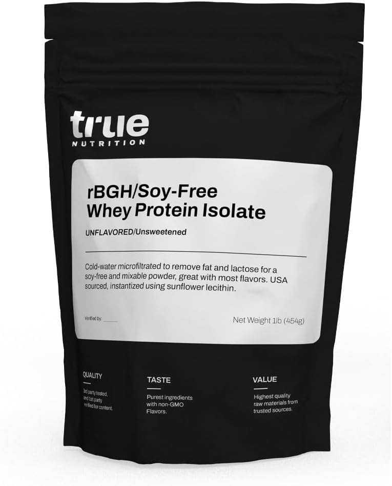 Αληθινή Διατροφή - rBGH/Soy Free Whey Protein Isolate [Milk] - 100% Grass Fed Whey Protein Powder with Essential Amino Acids - No Added Hormones or Antibiotics (Unflaved/Uncoweed, 1 lb)