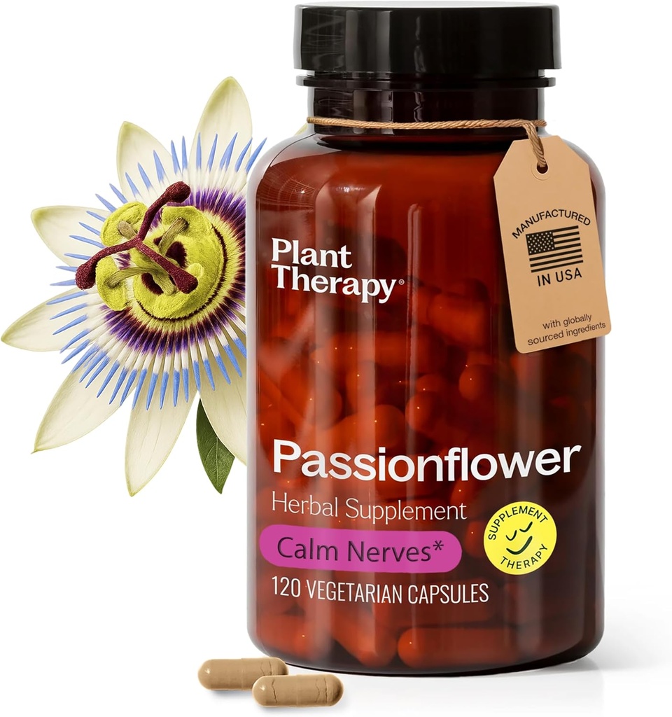 Plant Therapy Passion Flower Κάψουλες Κατασκευάζονται στις ΗΠΑ Ηρεμεί τα νεύρα, Υποστηρίζει τον ύπνο, Ωραίος τρόπος για να Wind Down Συμπληρώματα για γυναίκες & άνδρες 120 Count Vegetarian Κάψουλα