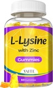 L Lysine Gummies 1000mg με Ψευδάργυρο - Υποστηρίζει το δέρμα, Lip, Vegan, Χωρίς γλουτένη, 60 Μασώμενα L-Lysine για Ενήλικες, Βιταμίνες Υγεία ιστού & ανοσοποιητικό σύστημα, Amino Acid & Complex Συμπληρώματα, Μη ΓΤΟ