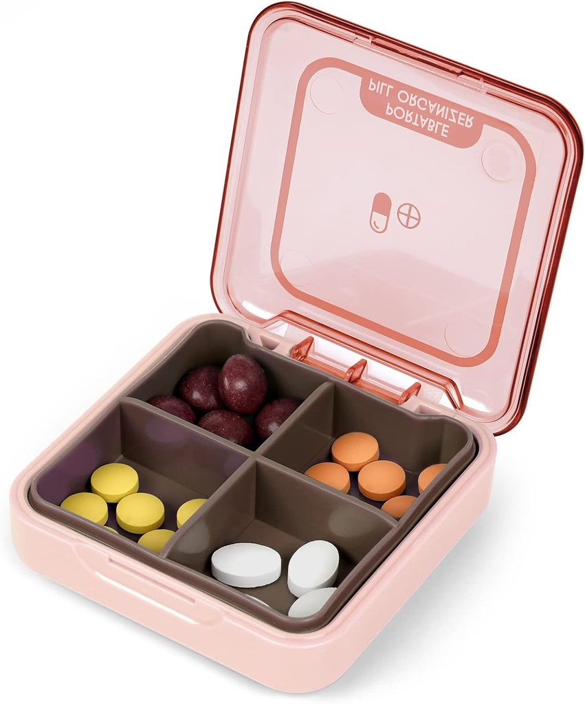 Daily Pill Organizer, 4-διαμέρισμα φορητό κουτί ιατρικής, διαμερίσματα ταξιδιών, Moisture Απόδειξη μικρή θήκη χάπι για Pocket Purse, Daily Hill Holder Container