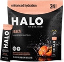 Halo Hydration Electrolyte Powder Packets – Ροδάκινο - 24 Σερβιέτες (5g Κάθε) - Βιολογικό Ενυδάτωση Ποτό με Χαμηλή Ζάχαρη + Ουσιώδεις Βιταμίνες + Ορυκτά - Vegan