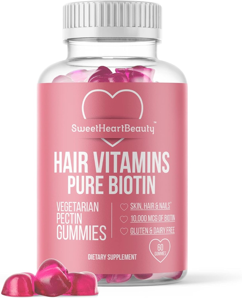 Biotin 10000mcg Gummies by Sweetweet Beauty - Biotin Gummies for Hair Skin and Nails for Women, Men & Kids - Hair Vitamin Gummy - Vegan, Non-GMO, 60 Biotin Μασώμενα για την ταχύτερη ανάπτυξη των μαλλιών