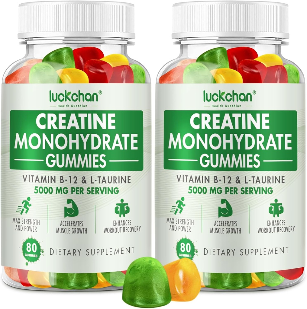 Creatine Monohydrate Gummies 5000mg για άνδρες και γυναίκες - Createine για γυναίκες - Μασώμενα Creatine Monohydrate για μυϊκή δύναμη, μυών Builder, Energy Boost, 160 Count Pre-Workout Συμπλήρωμα