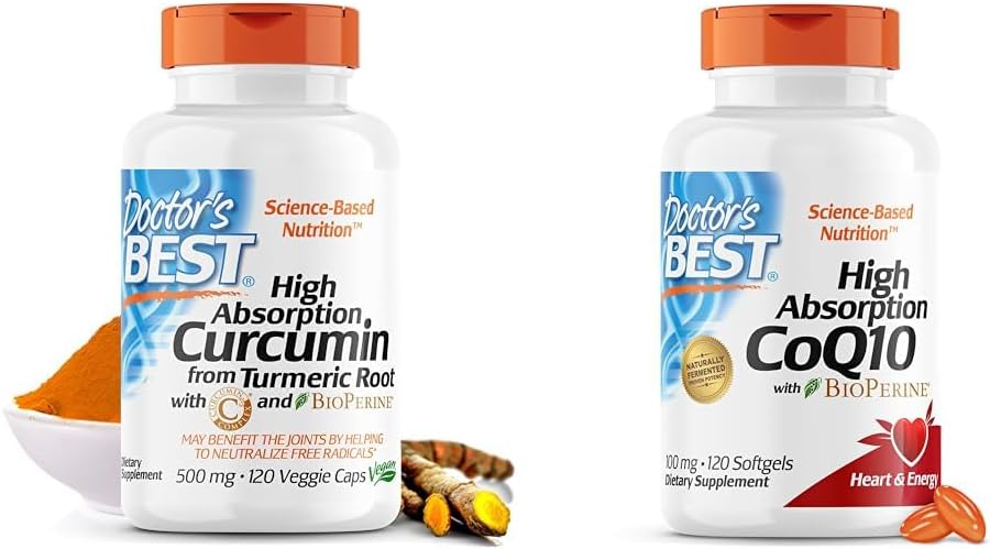 BEST Doctor's DRB-00107 Υψηλή απορρόφηση Κουρκουμίνη από κουρκούμη ρίζα με C3 Complex & BioPerine 500mg & Υψηλή απορρόφηση CoQ10 με BioPerine, χωρίς γλουτένη, φυσικά ζύμωση, Heart Health