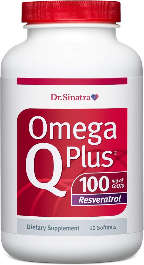 Δρ Sinatra Omega Q Plus 100 ρεσβερατρόλη – Ωμέγα-3 συμπλήρωμα υποστηρίζει την υγεία της καρδιάς και παρέχει αντιοξειδωτική δύναμη με 100mg CoQ10 και ρεσβερατρόλη (60 softgels)