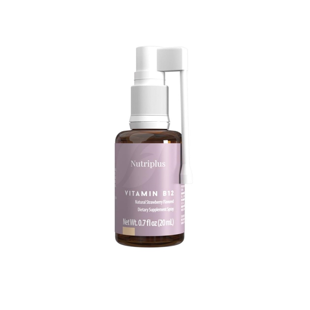 FARMASi Nutriplus Βιταμίνη B12 Spray 1000 mcg – Γρήγορη απορρόφηση, Vegan & Φράουλα-Flavored, 20 ml / 0,67 fl oz