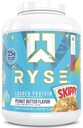 RYSE Loaded Protein Powder - Skippy Φυστικοβούτυρο - 25g Whey Protein Isolate & Concent with Prebiotic Fiber & MCTs - Χαμηλό υδατάνθρακες, χαμηλή ζάχαρη, Digestive-Friendly - 54 Σερβιέτες / 4 lb Tub