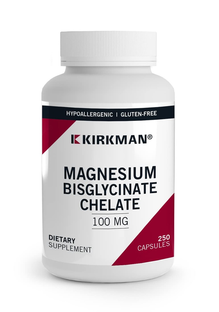 Kirkman Magnesium-Bisglycinate Chelate - Hypoallergenic | 250 Vegetarian Capsules | Gluten Free | Casein Free